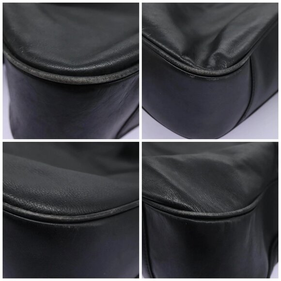 GUCCI Bamboo Shoulder Bag Leather 2way Black Gold - Picture 16 of 16